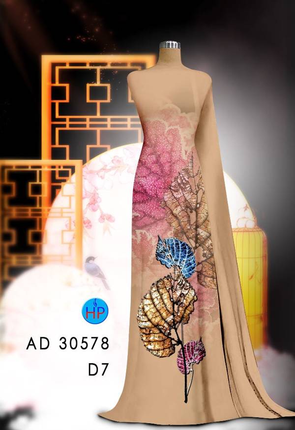Vải Áo Dài In Hình Lá Mới Ra AD 30578 45 Vải Áo Dài In Hình Lá Mới Ra AD 30578