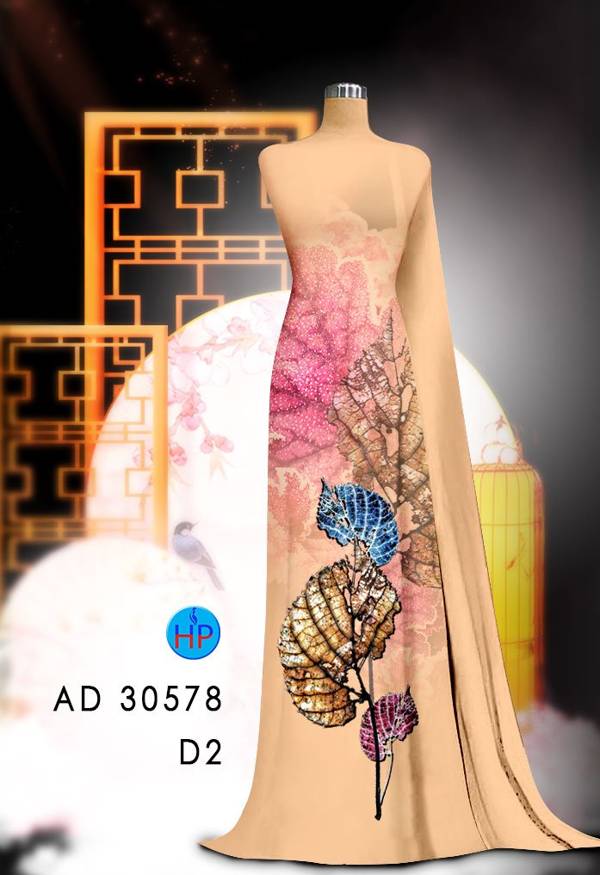 Vải Áo Dài In Hình Lá Mới Ra AD 30578 44 Vải Áo Dài In Hình Lá Mới Ra AD 30578