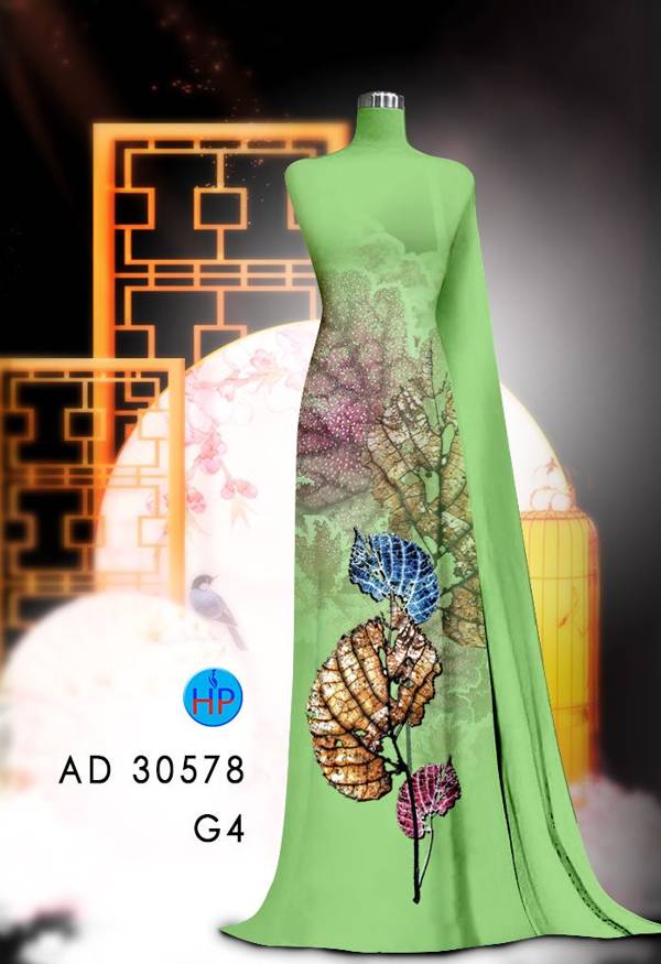 Vải Áo Dài In Hình Lá Mới Ra AD 30578 49 Vải Áo Dài In Hình Lá Mới Ra AD 30578