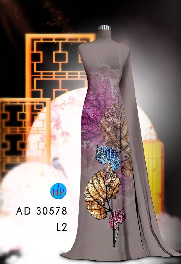 Vải Áo Dài In Hình Lá Mới Ra AD 30578 47 Vải Áo Dài In Hình Lá Mới Ra AD 30578
