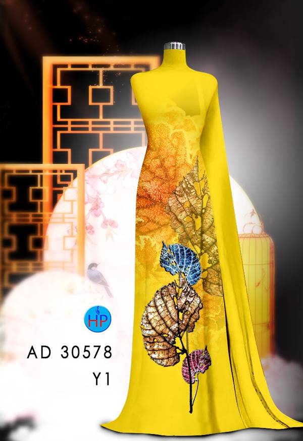 Vải Áo Dài In Hình Lá Mới Ra AD 30578 52 Vải Áo Dài In Hình Lá Mới Ra AD 30578