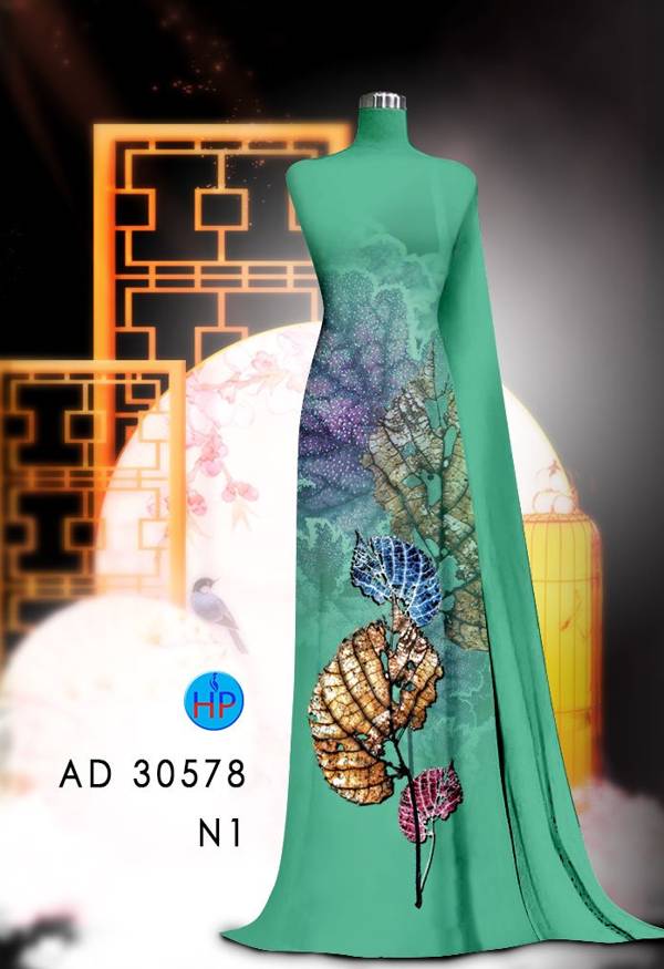 Vải Áo Dài In Hình Lá Mới Ra AD 30578 51 Vải Áo Dài In Hình Lá Mới Ra AD 30578