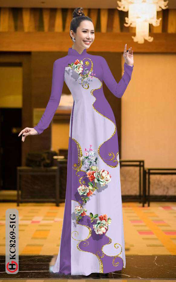 Vải Áo Dài Hoa In 3D Mới Ra AD KC8269 32 Vải Áo Dài Hoa In 3D Mới Ra AD KC8269