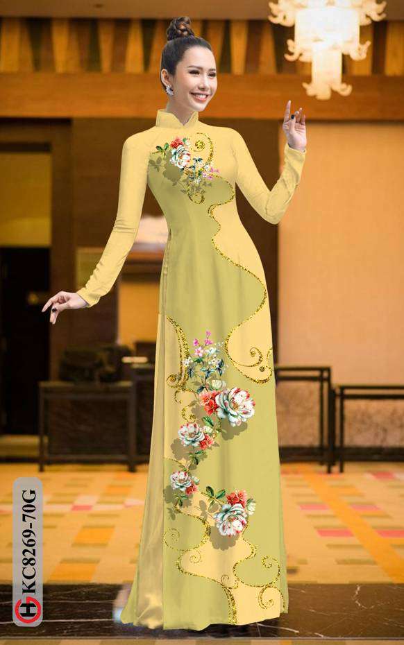 Vải Áo Dài Hoa In 3D Mới Ra AD KC8269 34 Vải Áo Dài Hoa In 3D Mới Ra AD KC8269