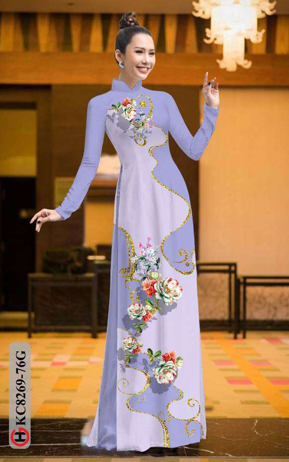 Vải Áo Dài Hoa In 3D Mới Ra AD KC8269 36 Vải Áo Dài Hoa In 3D Mới Ra AD KC8269