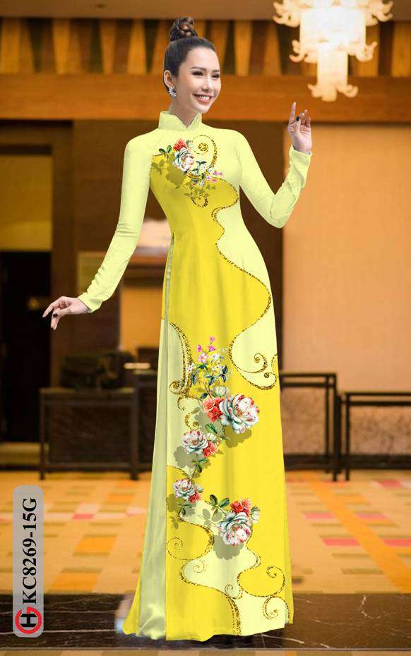Vải Áo Dài Hoa In 3D Mới Ra AD KC8269 37 Vải Áo Dài Hoa In 3D Mới Ra AD KC8269