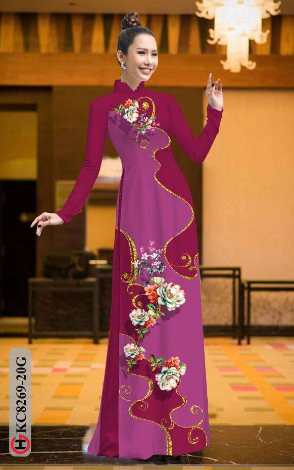 Vải Áo Dài Hoa In 3D Mới Ra AD KC8269 40 Vải Áo Dài Hoa In 3D Mới Ra AD KC8269