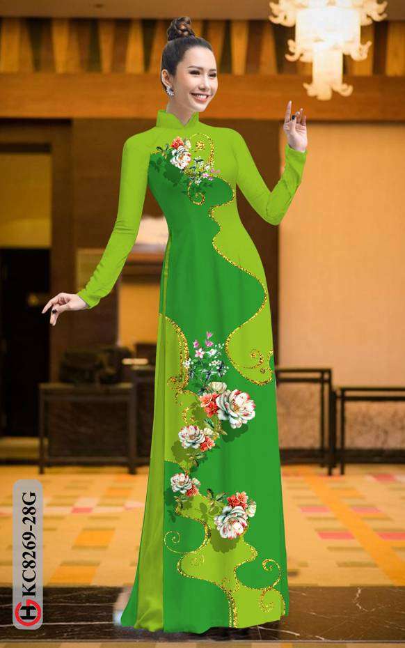 Vải Áo Dài Hoa In 3D Mới Ra AD KC8269 42 Vải Áo Dài Hoa In 3D Mới Ra AD KC8269