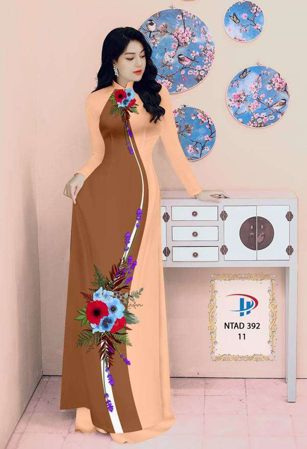 Vải Áo Dài Hoa In 3D Mới Ra AD NTAD392