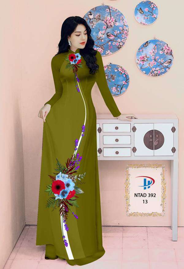 Vải Áo Dài Hoa In 3D Mới Ra AD NTAD392
