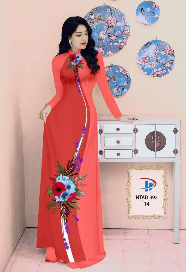 Vải Áo Dài Hoa In 3D Mới Ra AD NTAD392