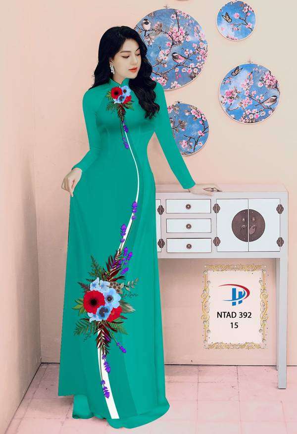 Vải Áo Dài Hoa In 3D Mới Ra AD NTAD392