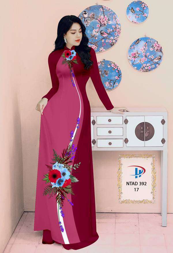 Vải Áo Dài Hoa In 3D Mới Ra AD NTAD392