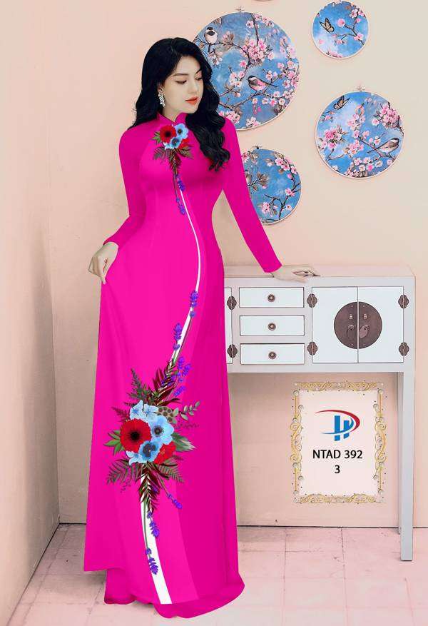 Vải Áo Dài Hoa In 3D Mới Ra AD NTAD392