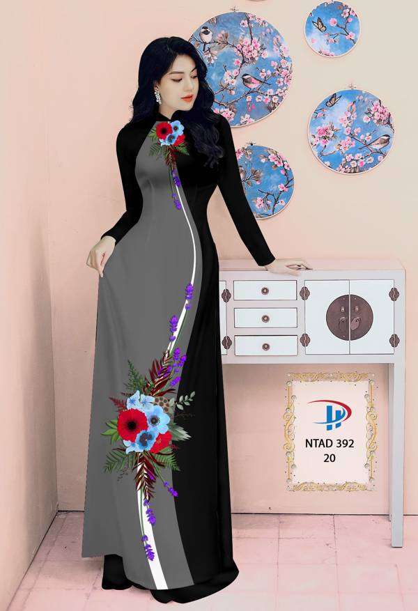 Vải Áo Dài Hoa In 3D Mới Ra AD NTAD392