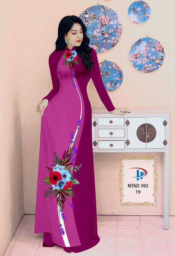 Vải Áo Dài Hoa In 3D Mới Ra AD NTAD392