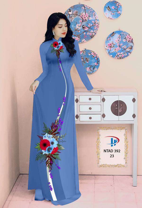 Vải Áo Dài Hoa In 3D Mới Ra AD NTAD392