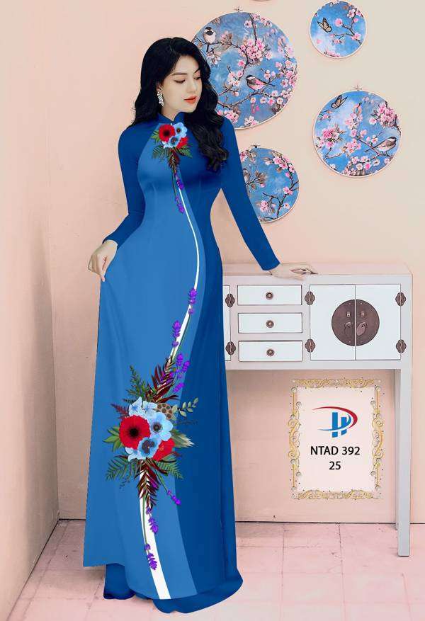 Vải Áo Dài Hoa In 3D Mới Ra AD NTAD392