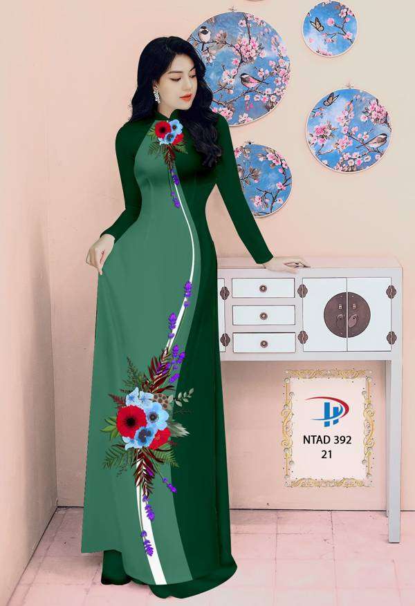 Vải Áo Dài Hoa In 3D Mới Ra AD NTAD392