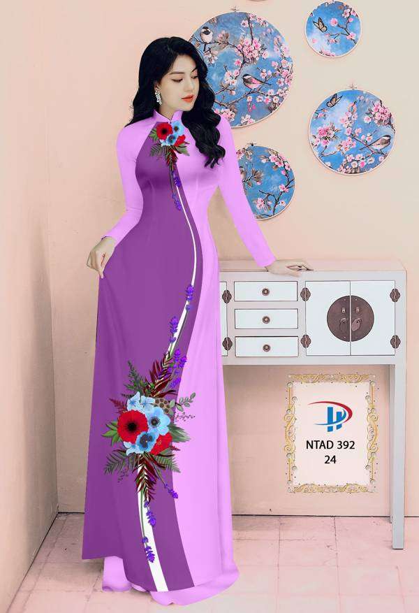 Vải Áo Dài Hoa In 3D Mới Ra AD NTAD392