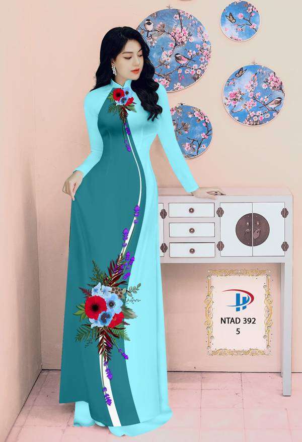 Vải Áo Dài Hoa In 3D Mới Ra AD NTAD392