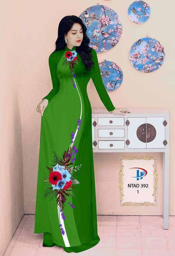 Vải Áo Dài Hoa In 3D Mới Ra AD NTAD392