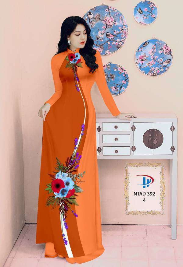 Vải Áo Dài Hoa In 3D Mới Ra AD NTAD392
