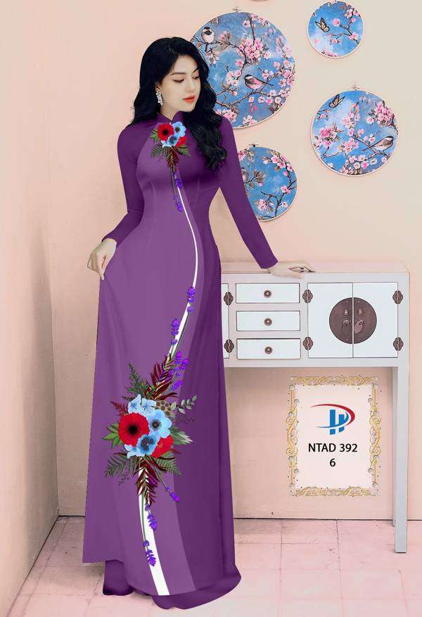 Vải Áo Dài Hoa In 3D Mới Ra AD NTAD392