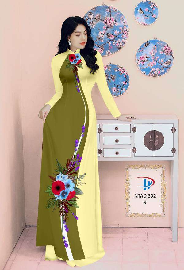 Vải Áo Dài Hoa In 3D Mới Ra AD NTAD392