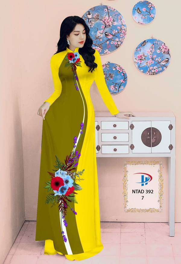 Vải Áo Dài Hoa In 3D Mới Ra AD NTAD392