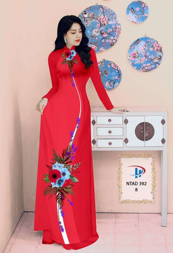 Vải Áo Dài Hoa In 3D Mới Ra AD NTAD392