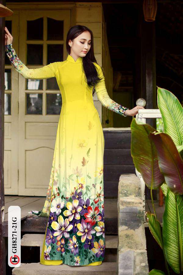 Vải Áo Dài Hoa In 3D Độc Đáo AD GH8271 32 Vải Áo Dài Hoa In 3D Độc Đáo AD GH8271