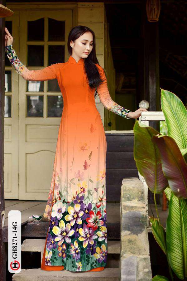 Vải Áo Dài Hoa In 3D Độc Đáo AD GH8271 33 Vải Áo Dài Hoa In 3D Độc Đáo AD GH8271