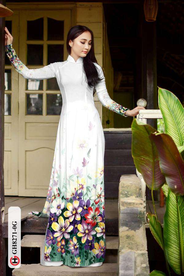 Vải Áo Dài Hoa In 3D Độc Đáo AD GH8271 36 Vải Áo Dài Hoa In 3D Độc Đáo AD GH8271