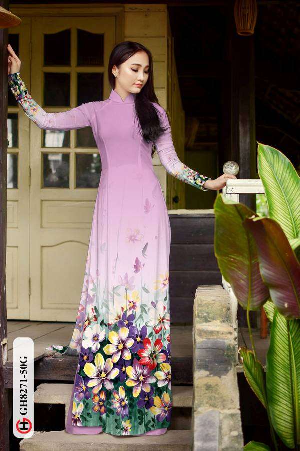 Vải Áo Dài Hoa In 3D Độc Đáo AD GH8271 35 Vải Áo Dài Hoa In 3D Độc Đáo AD GH8271