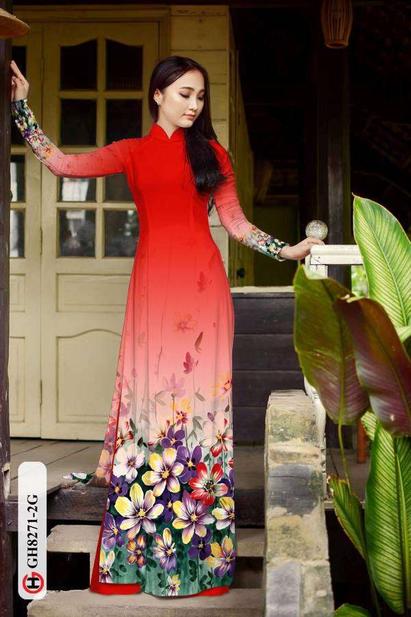 Vải Áo Dài Hoa In 3D Độc Đáo AD GH8271 34 Vải Áo Dài Hoa In 3D Độc Đáo AD GH8271