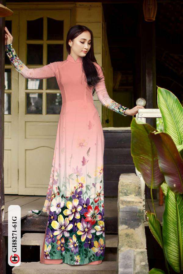 Vải Áo Dài Hoa In 3D Độc Đáo AD GH8271 37 Vải Áo Dài Hoa In 3D Độc Đáo AD GH8271
