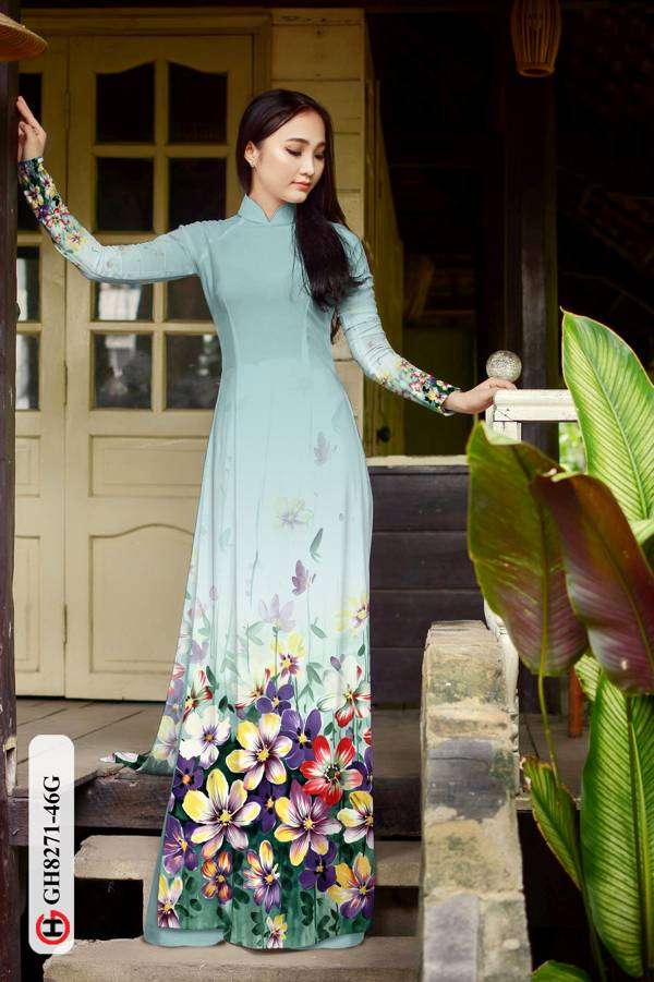 Vải Áo Dài Hoa In 3D Độc Đáo AD GH8271 38 Vải Áo Dài Hoa In 3D Độc Đáo AD GH8271