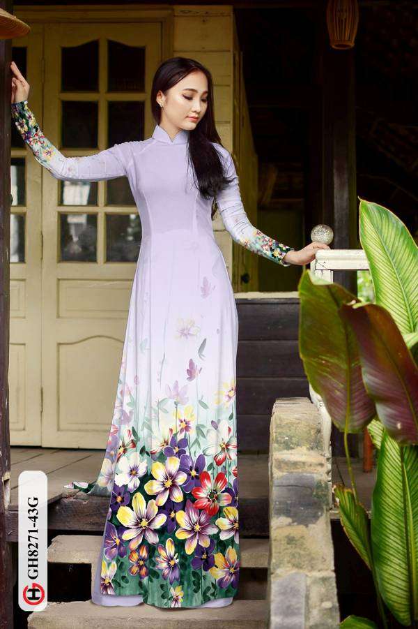 Vải Áo Dài Hoa In 3D Độc Đáo AD GH8271 39 Vải Áo Dài Hoa In 3D Độc Đáo AD GH8271