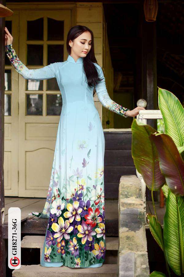 Vải Áo Dài Hoa In 3D Độc Đáo AD GH8271 40 Vải Áo Dài Hoa In 3D Độc Đáo AD GH8271