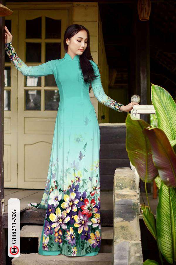 Vải Áo Dài Hoa In 3D Độc Đáo AD GH8271 41 Vải Áo Dài Hoa In 3D Độc Đáo AD GH8271