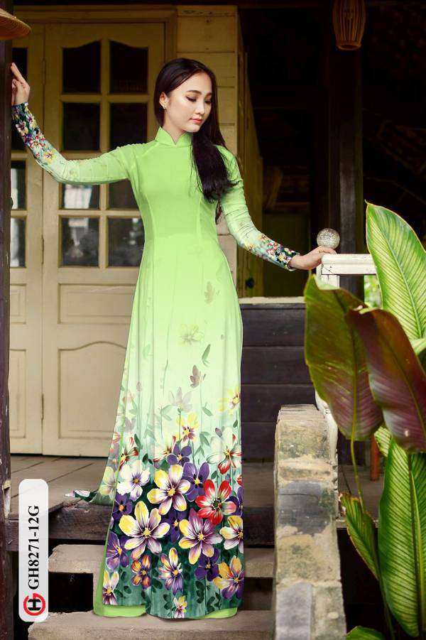 Vải Áo Dài Hoa In 3D Độc Đáo AD GH8271 42 Vải Áo Dài Hoa In 3D Độc Đáo AD GH8271