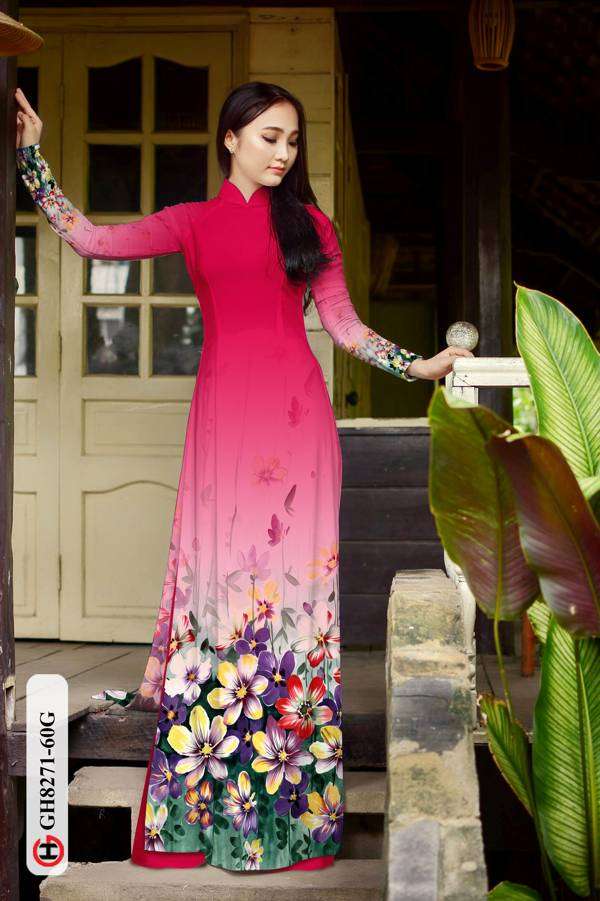 Vải Áo Dài Hoa In 3D Độc Đáo AD GH8271 43 Vải Áo Dài Hoa In 3D Độc Đáo AD GH8271