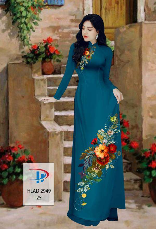 Vải Áo Dài Hoa In 3D Độc Đáo AD HLAD2949 54 Vải Áo Dài Hoa In 3D Độc Đáo AD HLAD2949