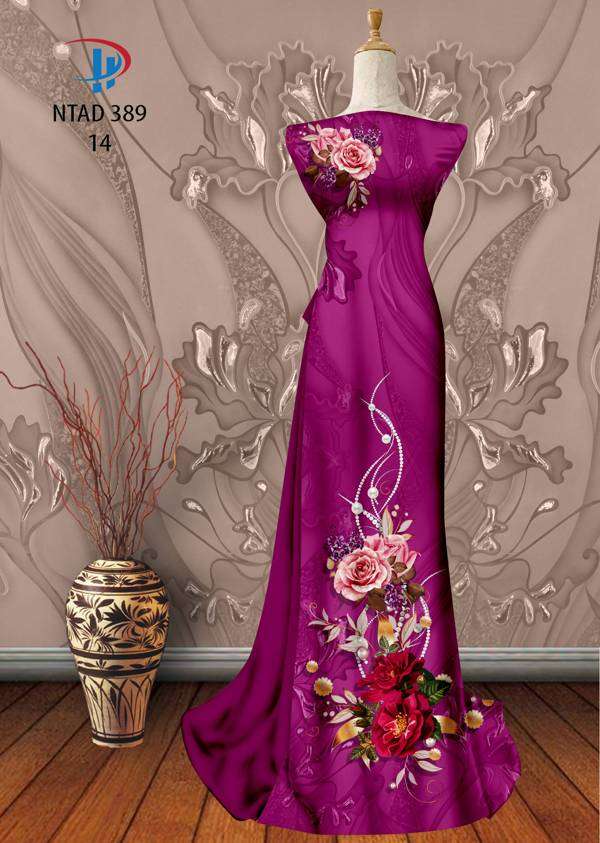 Vải Áo Dài Hoa Hồng Thiết Kế 2021 AD NTAD389 53 Vải Áo Dài Hoa Hồng Thiết Kế 2021 AD NTAD389