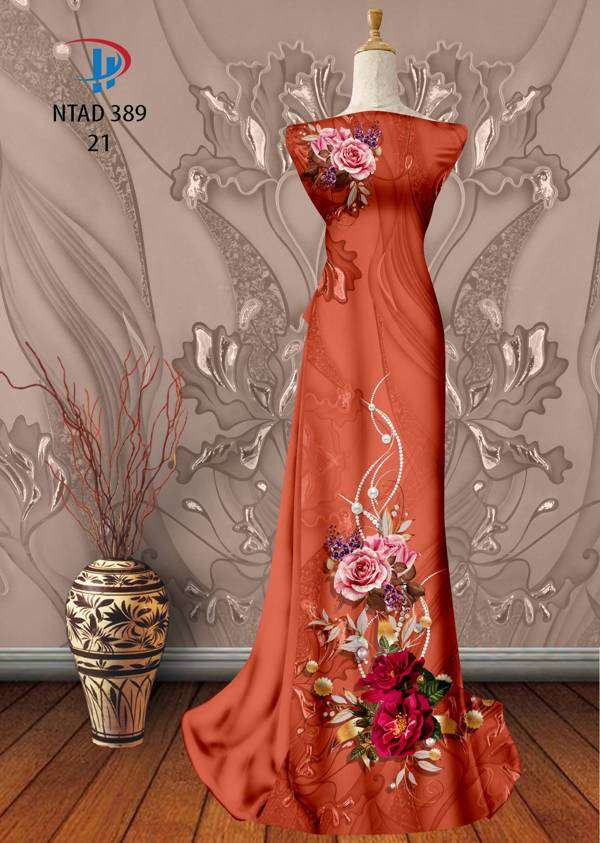 Vải Áo Dài Hoa Hồng Thiết Kế 2021 AD NTAD389 60 Vải Áo Dài Hoa Hồng Thiết Kế 2021 AD NTAD389