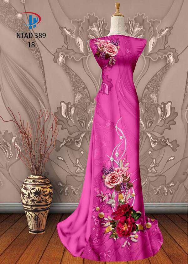 Vải Áo Dài Hoa Hồng Thiết Kế 2021 AD NTAD389 57 Vải Áo Dài Hoa Hồng Thiết Kế 2021 AD NTAD389