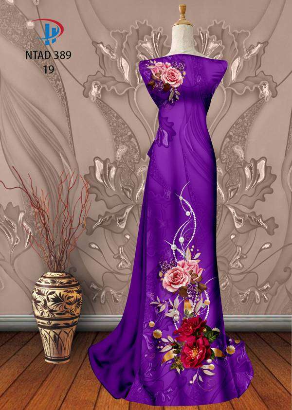 Vải Áo Dài Hoa Hồng Thiết Kế 2021 AD NTAD389 58 Vải Áo Dài Hoa Hồng Thiết Kế 2021 AD NTAD389