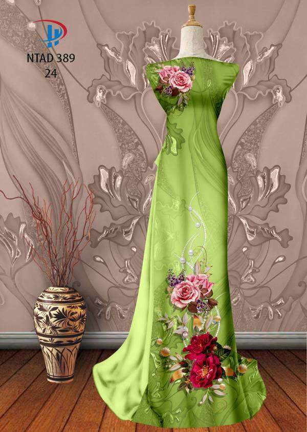 Vải Áo Dài Hoa Hồng Thiết Kế 2021 AD NTAD389 64 Vải Áo Dài Hoa Hồng Thiết Kế 2021 AD NTAD389
