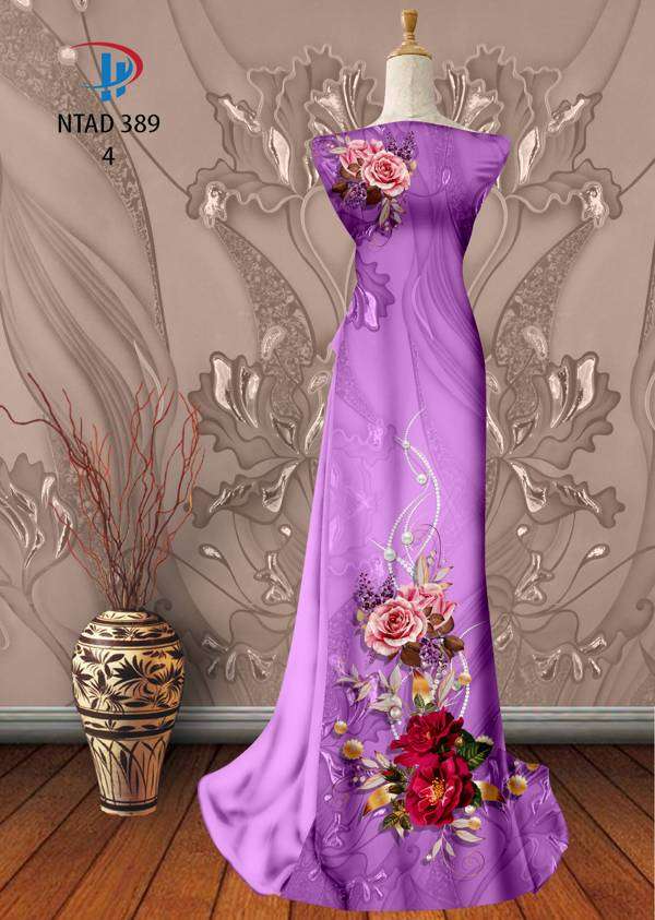 Vải Áo Dài Hoa Hồng Thiết Kế 2021 AD NTAD389 61 Vải Áo Dài Hoa Hồng Thiết Kế 2021 AD NTAD389